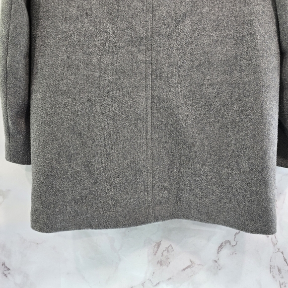 J Crew Coat Womens Medium 8 Gray Wool Blend Vail Parka Pea Zip Faux Fur Hood - Picture 7 of 13